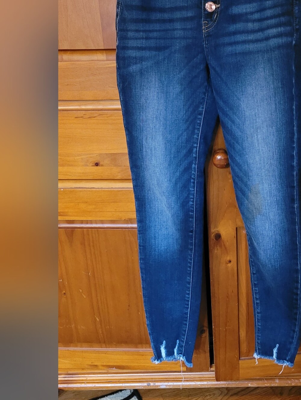 KanCan Dark Wash Ankle Skinny Jeans with Raw Hem